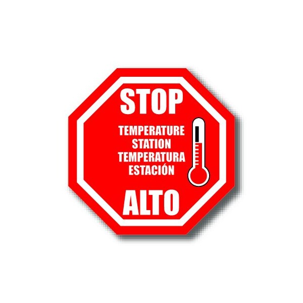 Ergomat 6in OCTAGON SIGNS Stop Temperature Station - Bilingual English/Spanish DSV-SIGN 36 #4196 -UEN - main